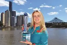  ?? AFP ?? Elina Svitolina of Ukraine poses with the trophy after winning the Brisbane Internatio­nal tournament yesterday.