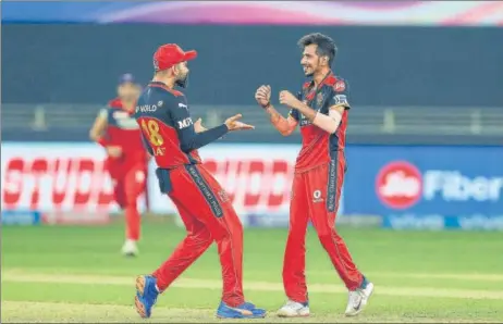  ?? PTI ?? Yuzvendra Chahal was again one of the top Royal Challenger­s Bangalore bowlers, taking 2/18 against Rajasthan Royals in Dubai on Wednesday.