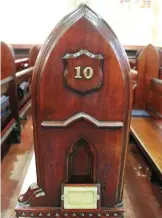  ??  ?? Photo shows the pew where John and Jacqueline Kennedy sat during worship is marked with a plaque in St Mary’s Church.