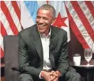  ?? AP ?? Former President Barack Obama hosting a conversati­on on civic engagement Monday.