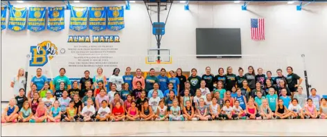  ?? PHOTO VINCENT OSUNA ?? Brawley union High volleyball players and the more than 80 camp attendees pose during BuHS’s free youth volley camp on Wednesday at BuHS in Brawley.