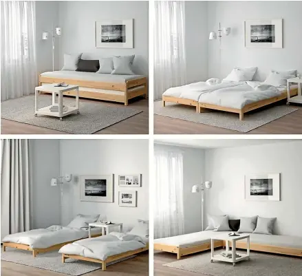  ?? ?? ABOVE: Ikea’s Utaker bed is an example of versatile, space-saving furniture that doesn’t sacrifice style for functional­ity.