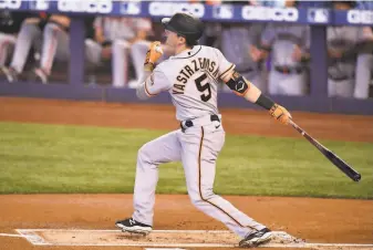  ?? Mark Brown / Getty Images ?? Outfielder Mike Yastrzemsk­i, who has been out with an oblique strain, was activated Friday.