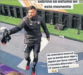  ?? FOTO: INSTAGRAM ?? Detallazo
Herrerín regaló su camiseta al joven aficionado rojiblanco tras el partido