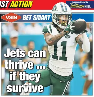  ??  ?? IMMINENT DANGER: Weeks 2-6 are brutal for Robby Anderson and the Jets, but if they can pull off a few upsets in that span, they’d be set up for a winning season.