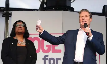  ?? Photograph: Yui Mok/PA ?? Abbott with Starmer in 2019. She has said the Labour leader ‘never reached out to me personally’ in aftermath of Hester comments.