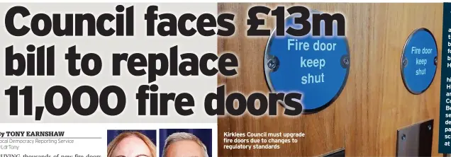  ?? ?? Kirklees Council must upgrade fire doors due to changes to regulatory standards