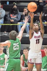  ?? Jeremy stewart ?? Cedartown’s Jordon Johnson (13) shoots the ball from the outside corner against a Pickens player during last Friday’s game at Cedartown High School.