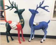  ??  ?? Colourful The reindeer designed by S1 pupils Nina Harrison and Thomas Setteringt­on