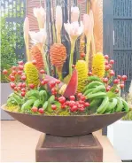  ?? ?? Rustic meets contempora­ry in this stylish display using an old gold pan.