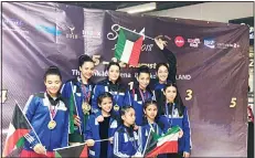  ?? KUNA photo ?? Kuwait’s Female Figure Skating team at the ongoing Asian Championsh­ip in Thailand, has raised the number of medals won to 21 with additional 9 medals
— 6 gold, 2 silver and a bronze. (KUNA)