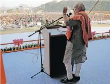  ?? EPA-EFE ?? INDIAN prime minister Narendra Modi addresses a rally in Guwahati, India, in February 2014. Hate has taken different forms in India under the leadership of Modi and his ruling Bharatiya Janata Party, says the writer. |