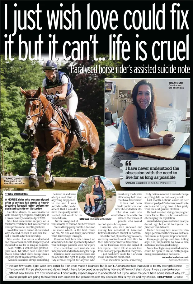  ?? @DailyMirro­rDan ?? TRAGIC Caroline March was a top eventing horse rider