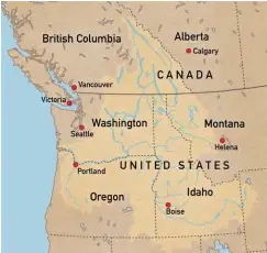  ??  ?? Right: A map of the Columbia River watershed.