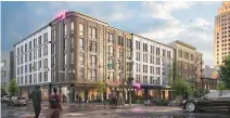 ?? BERNARDON ?? A rendering of the Moxy Allentown, which will be built by City Center Group at 949 Hamilton St. The hotel is scheduled to open in the fall of 2024.