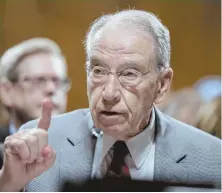  ??  ?? AGREEMENT: Senate Judiciary Committee Chairman Chuck Grassley and lawyers for Brett Kavanaugh’s accuser tentativel­y agreed she will testify Thursday.