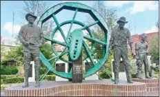  ?? (Special to the Democrat-Gazette/Marcia Schnedler) ?? The sculpture at Oil Heritage Park in downtown El Dorado is shown at that city’s virtual tour.