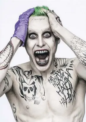  ?? DAVID AYER MOVIES/TWITTER ?? Jared Leto starred as The Joker in Suicide Squad. His adherence to staying in character has become both a source of admiration and exasperati­on for colleagues and the public.