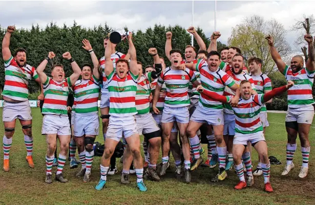  ?? ?? ●●Stockport celebrate their North 1 West title triumph after the trophy was presented to them following their victory against Vale of Lune at the weekend. They have one more game to play and victory would make it 26 wins out of 26 games. See page 38 Jackson Davies Published by MEN Media, Mitchell Henry House, Hollinwood Avenue, Chadderton, OL9 8EF. Printed by Reach Printing Services (Oldham) Limited, Hollinwood Avenue, Chadderton, Oldham OL9 8EB