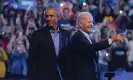  ?? Photograph: Anadolu Agency/Getty Images ?? Barack Obama and Joe Biden hold a campaign rally for Pennsylvan­ia Democrats in Philadelph­ia on 5 November.
