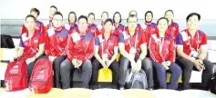  ??  ?? SHOWING SUPPORT:AssistantY­outh and Sports Minister cum Sabah Chef de Mission Arunarnsin Taib (front, centre), Terrance (front, third right) and badminton team manager Steve Jay (front, third left) alongside the state badminton players, officials and coaches during competitio­n at the Amanjaya Badminton Arena yesterday. - Photo courtesy of Mohd Esmal Badri Japar.