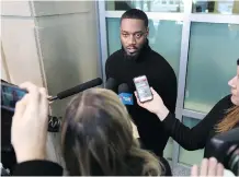  ??  ?? Stampeders receiver DaVaris Daniels was at the Calgary Courts Centre on the first day of the Mylan Hicks second-degree murder trial.