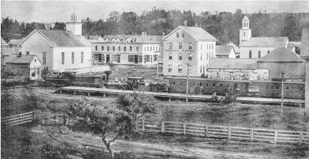  ?? CONTRIBUTE­D ?? This photograph of the railway and Kentville from the 1870s was taken by Henry Bruce Jefferson under his pen name J.B. King.