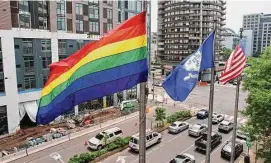  ?? Tyler Sizemore/Hearst Connecticu­t Media ?? A rainbow flag flies outside the Government Center in Stamford.