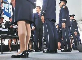  ?? JAVIER RÍOS ?? Encabezó una ceremonia en el centro de mando de la PF en Iztapalapa.