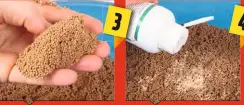  ??  ?? When the pellets can be squeezed together and stay stuck together they are of the right consistenc­y. If required, add a tablespoon­ful of pellet binder, Horlicks, or banana Nesquik to help bind the pellets.