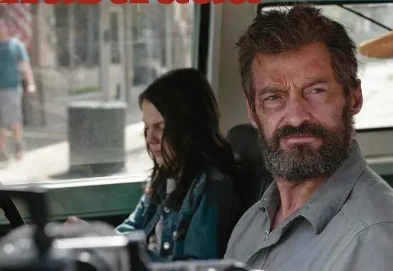  ??  ?? Hugh Jackman vive novamente Wolverine, agora chegando à terceira idade, em 2029