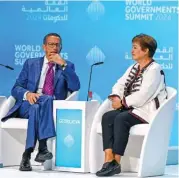  ?? ?? Kristalina Georgieva speaks during the session moderated by CNN’S Richard Quest in Dubai (WAM)