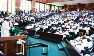  ?? PHOTO: Pulse.ng ?? Buhari addressing a joint session of the National Assembly.