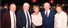  ??  ?? Pat Fitzgerald, Padraig and Sheilanne Fogarty, John Fitzgerald and Angela Carney at the Mick O’Dwyer and Waterville GAA ‘A Celebratio­n’ in the INEC, Killarney on Friday.