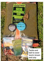  ??  ?? Tackle and bait to cover tench, bream and carp