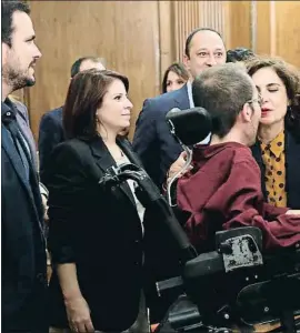  ?? EMILIA GUTIÉRREZ ?? Garzón, Lastra, Gómez de Celis, Echenique y María Jesús Montero