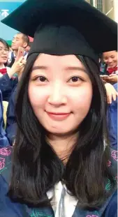  ?? FAMILY PHOTO/AP FILE ?? Yingying Zhang, a visiting scholar at the University of Illinois at Urbana-Champaign, disappeare­d June 9, 2017. Brendt Christense­n, a former graduate student, was convicted of her murder.