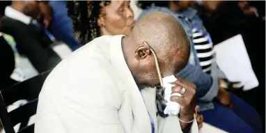  ?? PICTURE: NOKUTHULA MBATHA ?? DISTRAUGHT: Some of the families at the arbitratio­n hearings between the State and the families of victims in the Life Esidimeni tragedy were very emotional.