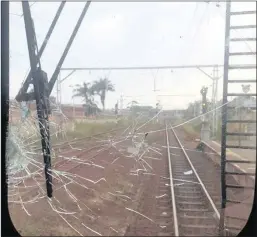  ??  ?? A train was damaged by angry passengers when it was attacked in Kwamashu this week.