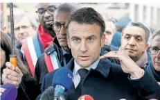  ?? FOTO: LUDOVIC MARIN/AFP/AP/DPA ?? Frankreich­s Präsident Emmanuel Macron versucht sein Image bei den UkraineHil­fen aufzupolie­ren.