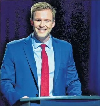  ?? CP PHOTO ?? NB Premier and Liberal Leader Brian Gallant participat­es in the CBC provincial election Leaders’ debate, in Riverview, N.B., earlier this month.