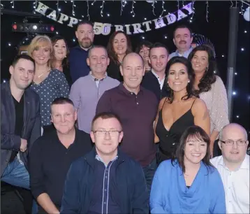  ??  ?? Anto Mackin with some of the large group who attended his 50th birthday party in Toales Bar.