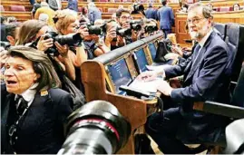  ?? REUTERS ?? EL DISCURSO. El presidente Mariano Rajoy, durante su comparecen­cia.