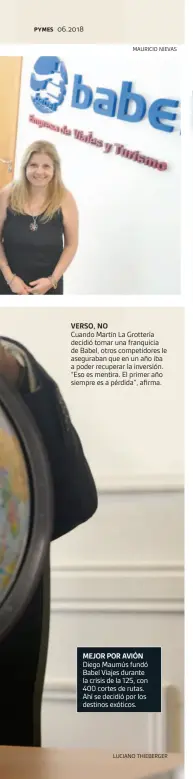  ??  ?? JORGE SÁNCHEZ MAURICIO NIEVAS VERSO, NO
Cuando Martín La Grottería decidió tomar una franquicia de Babel, otros competidor­es le aseguraban que en un año iba a poder recuperar la inversión. “Eso es mentira. El primer año siempre es a pérdida”, afirma....