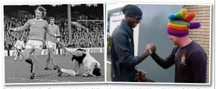  ??  ?? Playing for kicks: Les Chapman during his Oldham days and (right) joking with Mario Balotelli