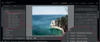  ?? Adobe Lightroom CC ?? Im Entwicklun­gsmodus von finden Sie in der linken Spalte die Vorgaben für die Bearbeitun­g.