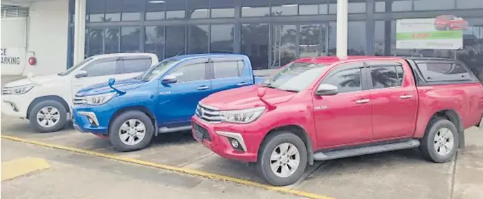  ?? Picture: SUPPLIED ?? Three of the many Hilux units available at Automart Premium in Namaka, Nadi.