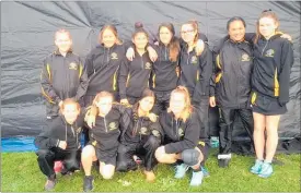  ??  ?? The Dannevirke Year Eight Dannevirke Netball Rep Team with Irene van Dyke at the tournament in Palmerston North on Sunday.