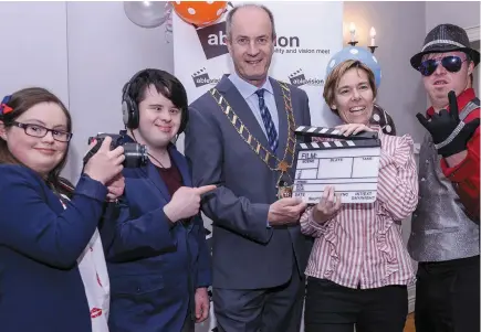  ??  ?? Megan Mc Cormick, Conor O Dowd, Mayor Pio Smith with Brendan O Shea and Megan Mc Cormack pictured at the launch of the Ablevision Fashion Show on the 24th September at the Westcourt Hotel