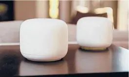  ?? CHRIS MONROE/CNET ?? Nest Wifi’s upgrades include support for new WPA3 security standards and also 4X4 MUMIMO connection­s, which means that this mesh Wi-Fi router can provide faster top speeds to devices that use multiple Wi-Fi antennas.